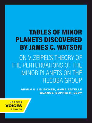 cover image of Tables of Minor Planets Discovered by James C. Watson